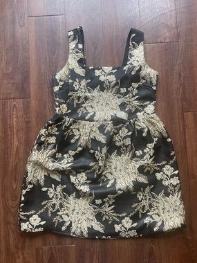 Elegant Black and Gold Floral Mini Dress